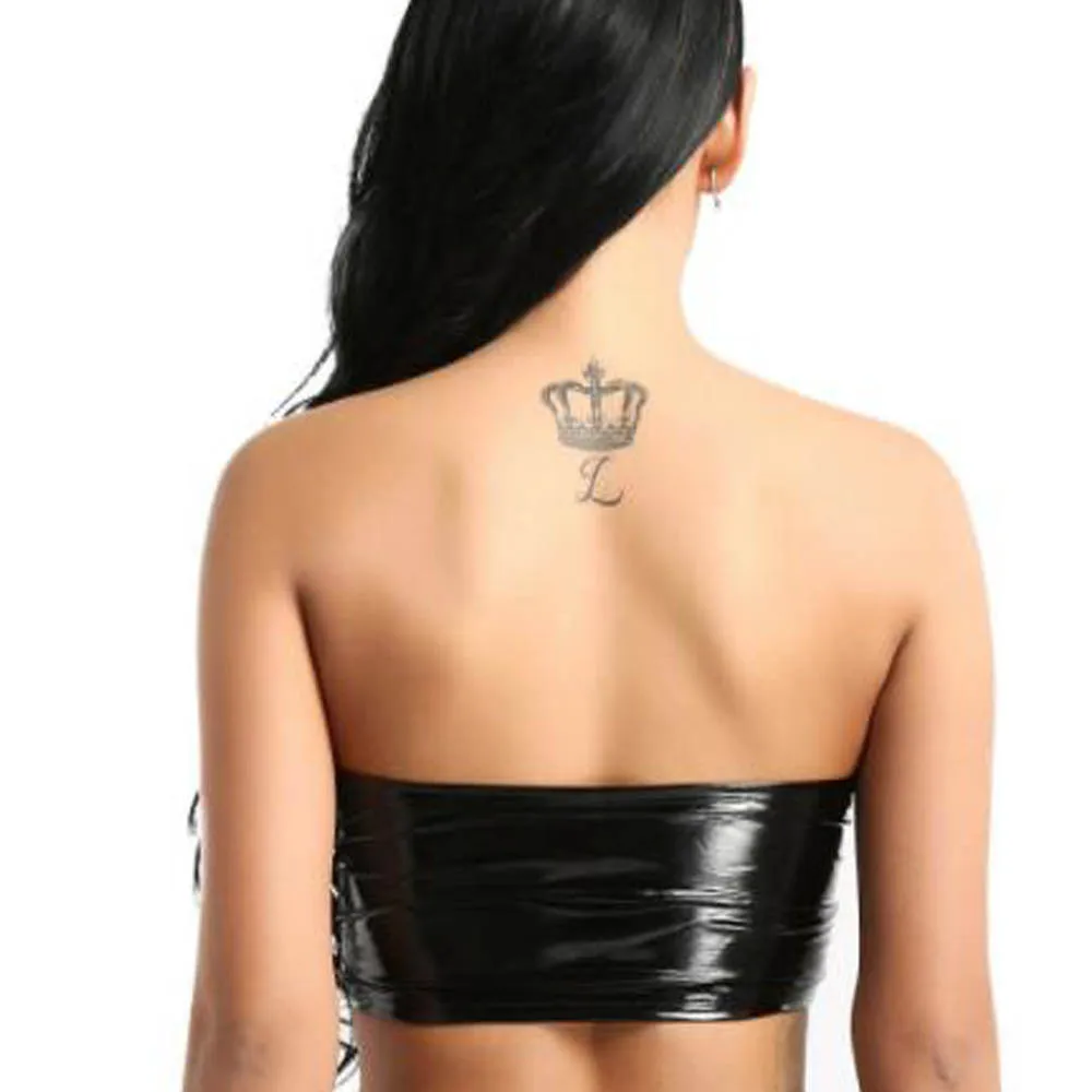 Топ женский латексный с мокрым эффектом на молнии спереди летний размера плюс