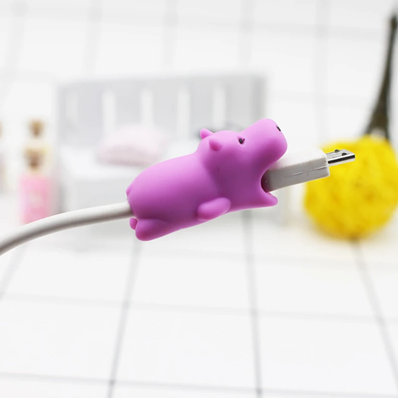 Защитный силиконовый чехол для телефона с милыми животными из мультфильмов USB