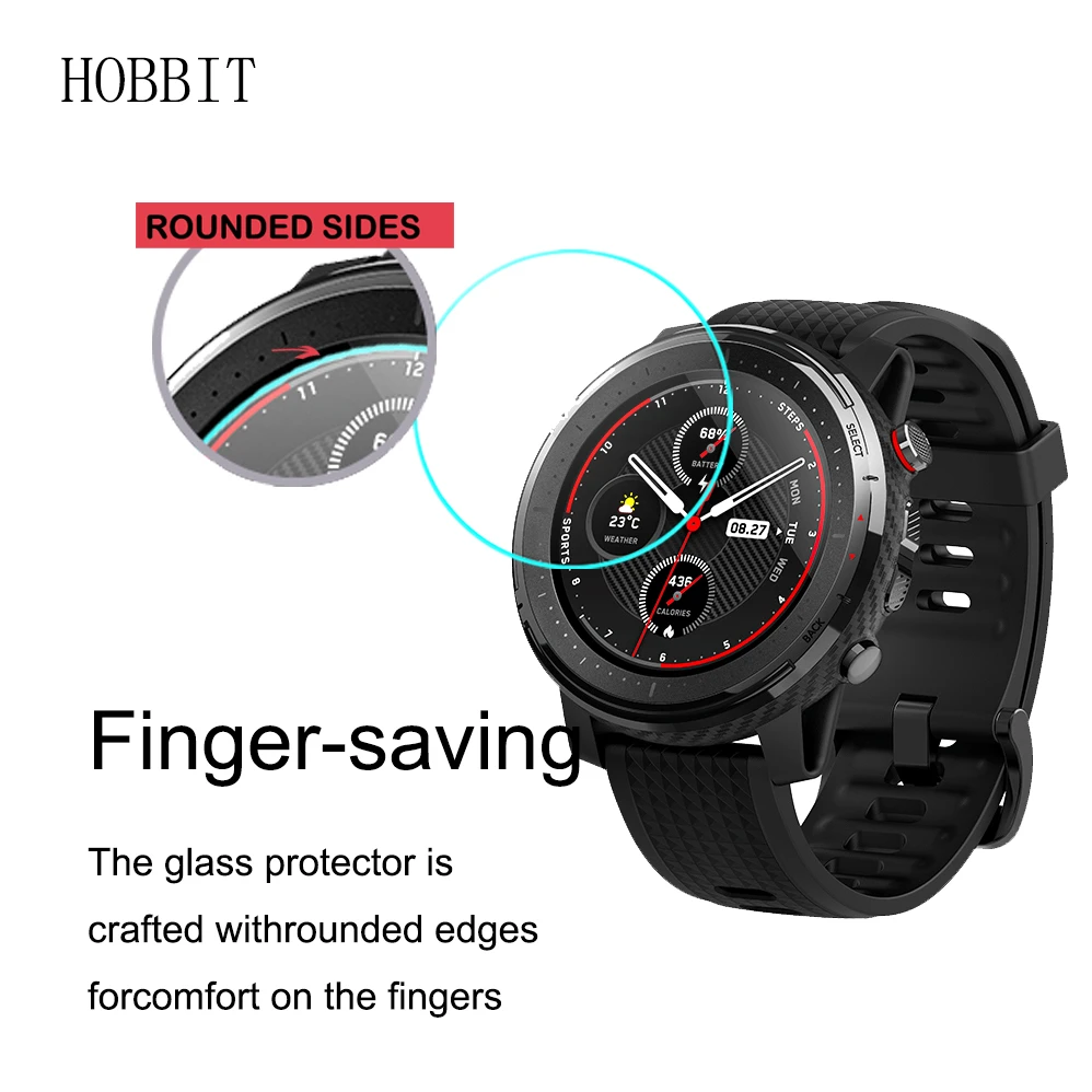 2Pcs Screen Protector Tempered Glass Amazfit Stratos 3 Smart Watch GPS Explosion-proof Anti-Scratch Bubble-free Transparent Film |