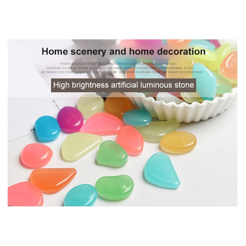 

50pcs Garden Decor Luminous Stones Garden Ornaments Stone Decorative Pebbles Fish Tank Decoration Luminous Pebbles Rocks