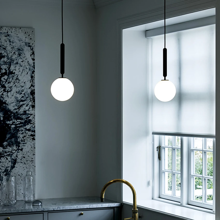 

Nordic Single Head Glass Chandelier Lighting Modern LED Pendant Lamps Living Room Bedside Bedroom Restaurant Decoration Fixtures