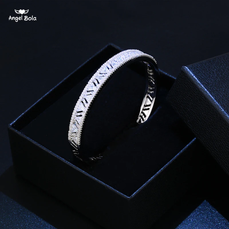 

Gold Color Bangle Bracelet with AAA Cz Beads Cuff Bracelets & Bangle for Women Fashion Bling Jewelry Pulseiras