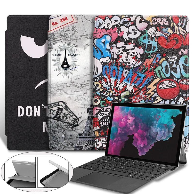 

For Microsoft Surface Pro 7 6 5 4 Pro6 Pro5 Pro4 12.3 inch Tablet Case Ultra thin Stand With Pen Slot Bracket Flip Leather Cover