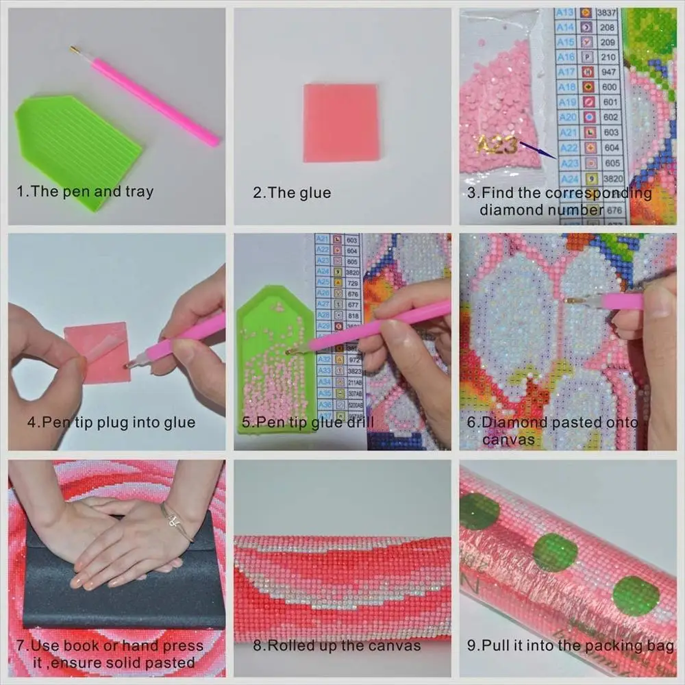 

DIY Handwork 5D Full Drill Round Poured Glue Diamond Painting Kits Scalloped Edge Rhinestones Flamingo Animal Home Decoration