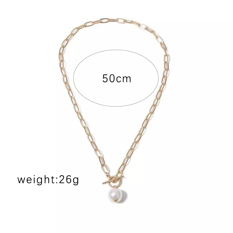 

Gothic Baroque Pearl Pendant Necklace for Women Wedding Punk Big Bead Long Golden Chain Necklaces Pendants Jewelry