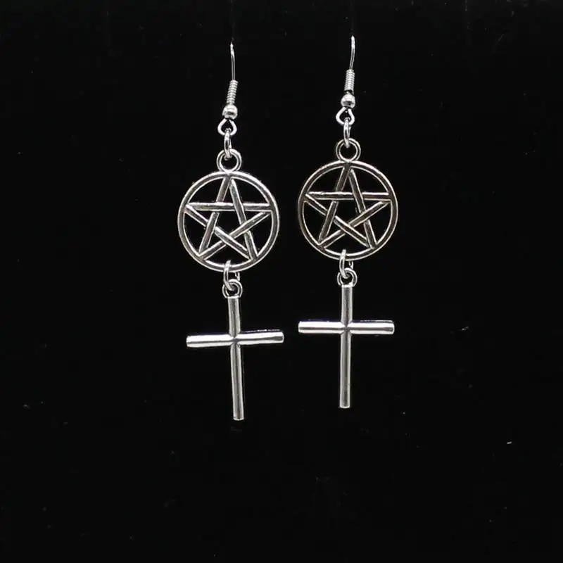 Модные серьги пентаграмма крест готические ювелирные изделия женские свисающие