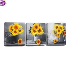 Алмазная 5D картина сделай сам, Триптих, Подсолнухи, натюрморт, полная Алмазная мозаика, черно-белая вышивка, декор для гостиной с цветами