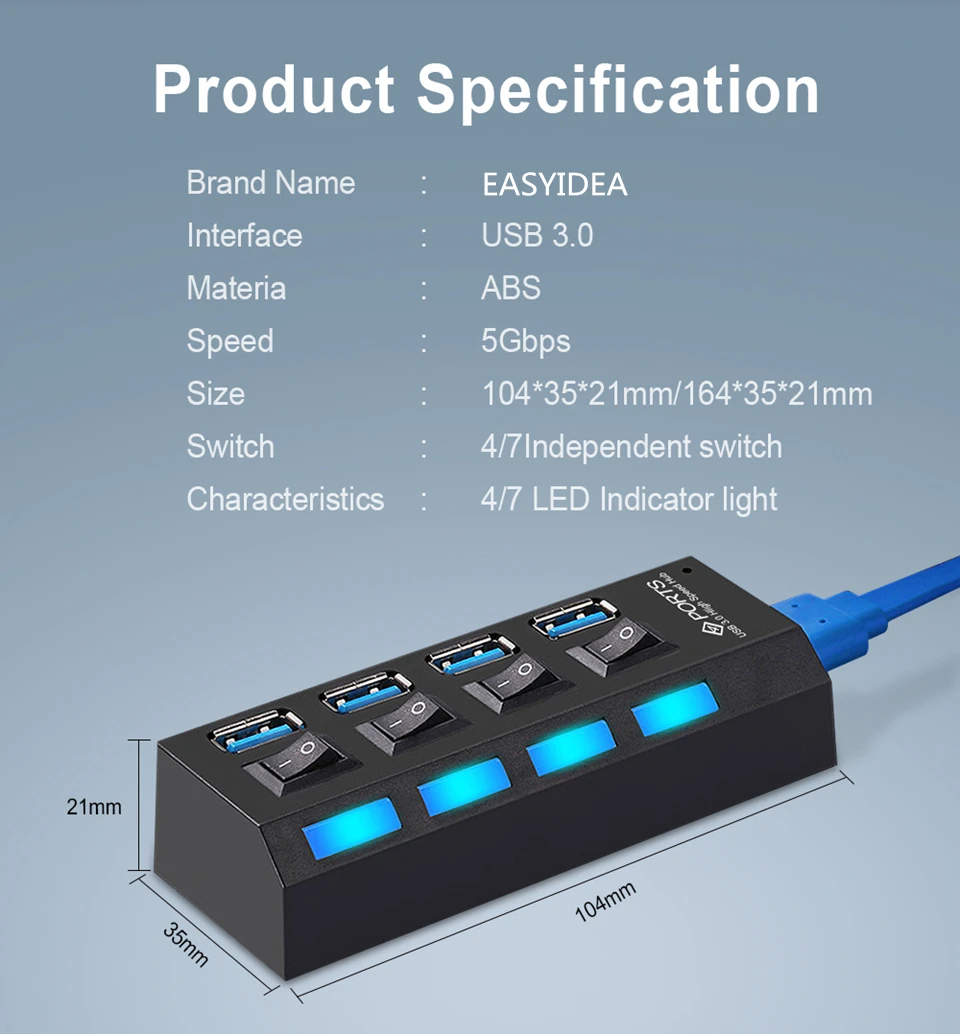 USB-разветвитель Разветвитель USB 3 0 с адаптером питания портов расширитель
