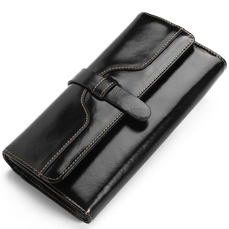 

Antimagnetic Leather Cuttings Mid-length Genuine Leather RFID Women's Wallet Clutch Bag