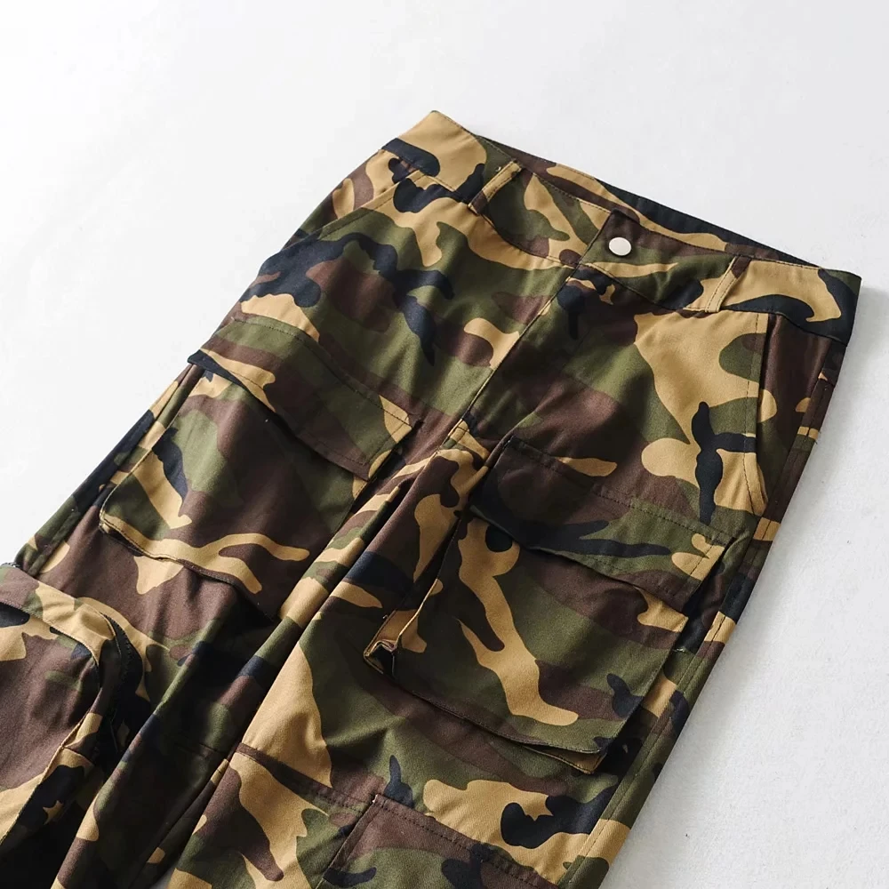

Spring Military Camouflage pant women cargo pants black Loose high waist pants Cotton pocket Trousers Joggers Sweatpants 2019
