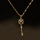 Женское колье с подвеской в виде ключа из циркония, серебро 925 пробы