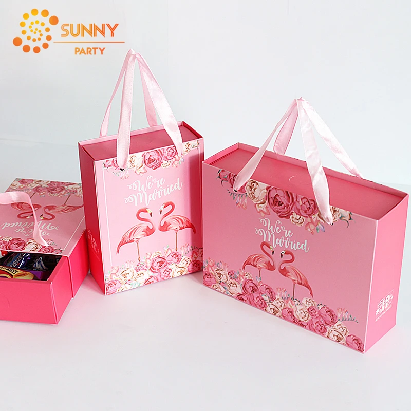 Розовая бумага с Фламинго посылка коробка письмо мы женаты Конфеты упаковочные