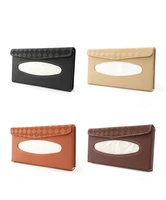 high quality pu leather universal car sun visor tissue bag embossed tissue holder stylish simple portable and durable