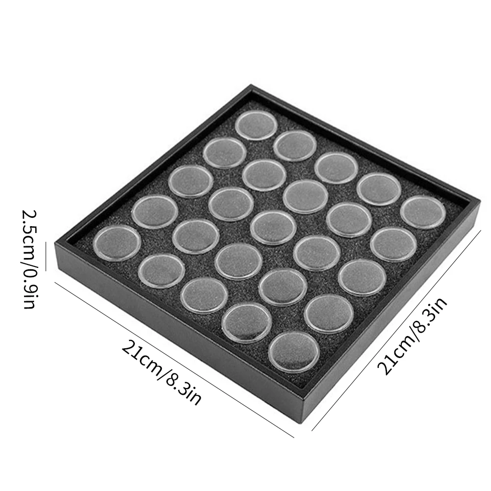 

25 Slots Case Holder Storage Box Manicure Tool Nail Art Jewelry Display Empty Container Gems Glitter Powder Plate With Cover