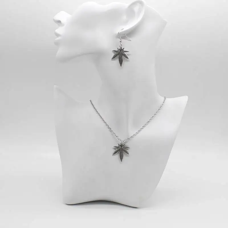 Красивый лист конопли ожерелье кленовый серьги растительный кулон комплект леди