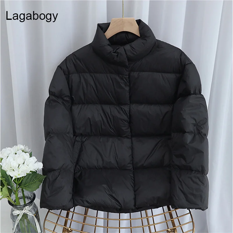 Новинка 2023 осенне-зимнее ультратонкое пальто Lagabogy на белом утином пуху 90% тонкая