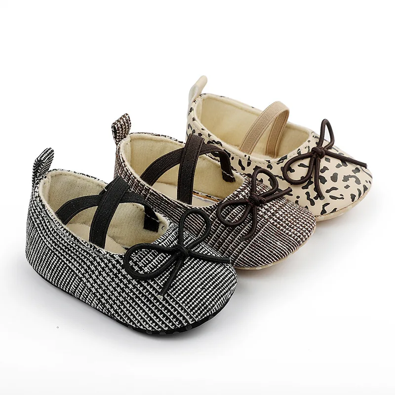 

Пинетки для девочек, с леопардовым принтом, с узлом-бабочкой