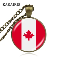 karairis 25mm glass cabochon pendant necklace national flags spain canada russia usa italy necklaces for man women party jewelry