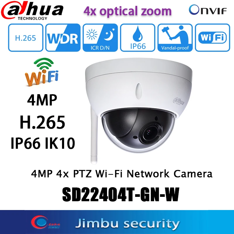 

Dahua 4MP Wifi PTZ Camera SD22404T-GN-W 4x H.265 IVS WDR IP67 Onvif CCTV Indoor video Surveillance System Network Camera