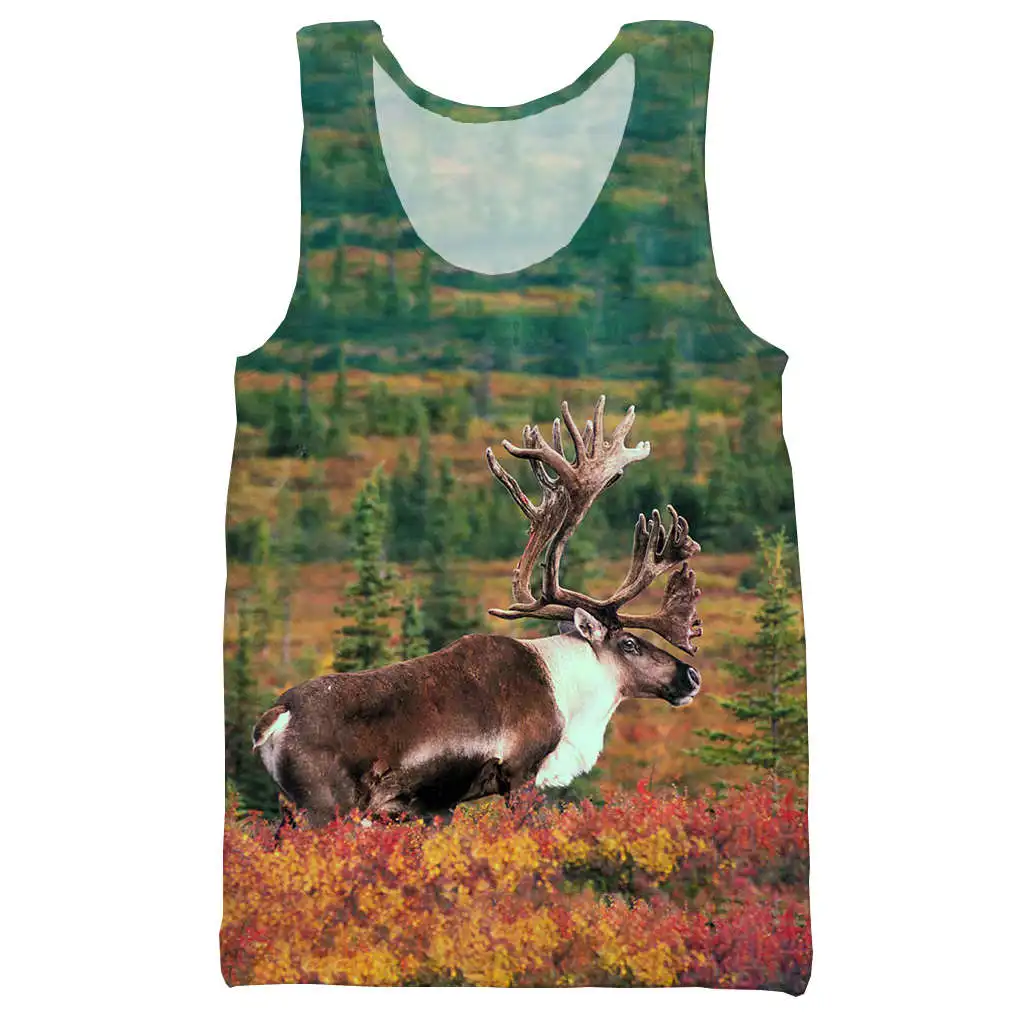 

MOOSE 3D printed tank top for men fashion cool summer tank top work out men women tank tops halter tank top