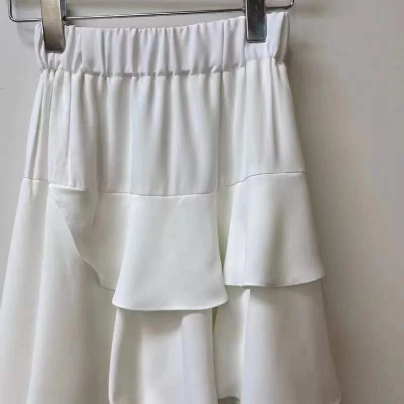 

GALCAUR Korean Skirt For Women High Waist Loose Patchwork Ruffles Designer Oversized Solid A Line Mid Skirts Female 2021 Clothes