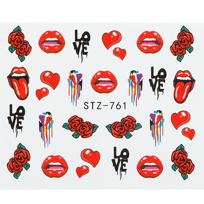 1 шт Хэллоуин наклейки для ногтей Ужас Череп Кость сексуальные губы переводные