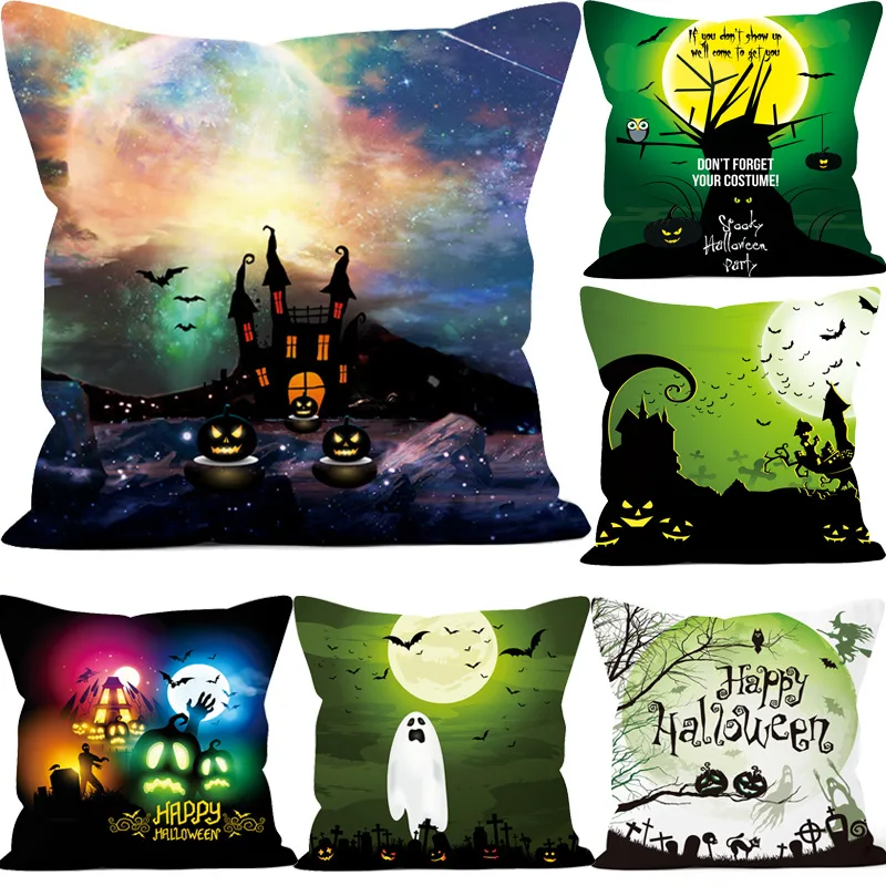 

Подушка на Хэллоуин Тыква замок детская подушка с призраком чехол моющийся не выцветает Хэллоуин серия ужасов чехол для дивана подушки