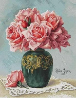 g rs cotton self matching cross stitch cross stitch rs cotton comes with no prints roses in a vase
