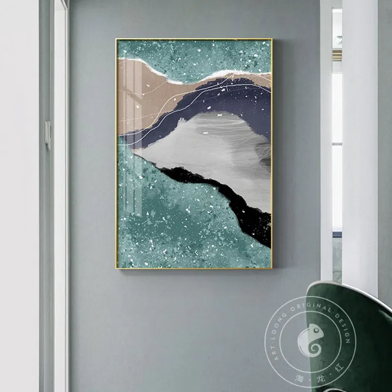 Abstract Poster Wall Pictures for Living Room Color Construction Fantastic Twinkle Blue River Art Canvas Paintings Unframed | Дом и сад