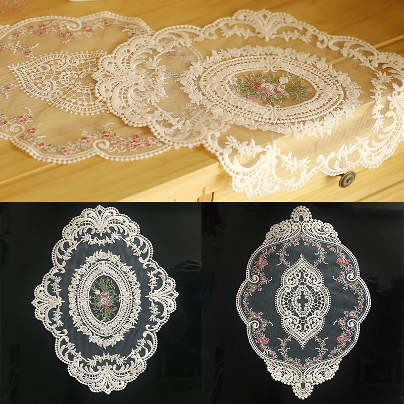Кружевная ткань овальная подставка под кофе прозрачная подстилка для