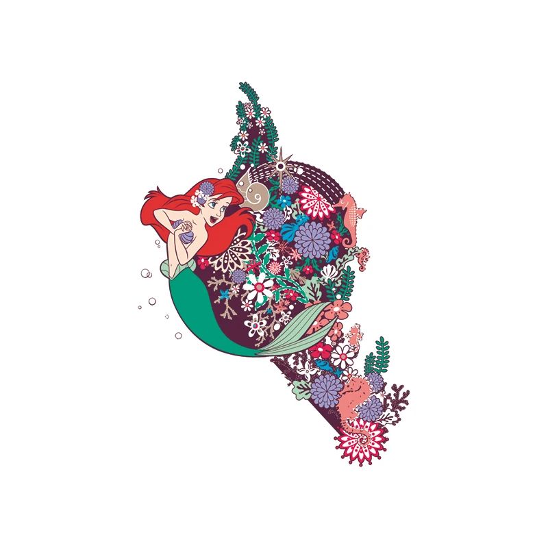 1 шт. мультяшная принцесса Русалка Ариэль с цветком железные нашивки одежда