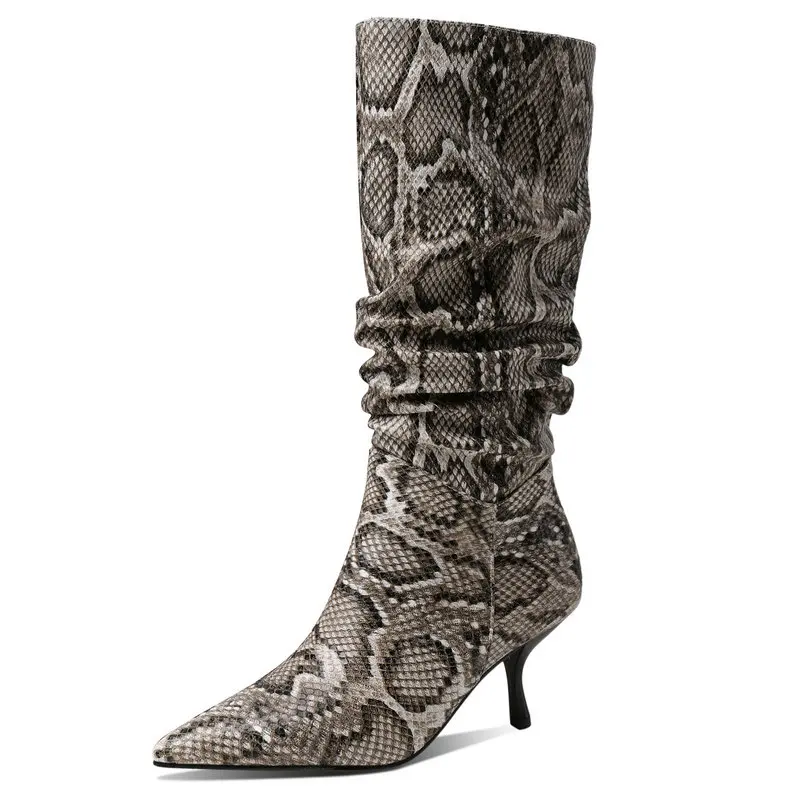 

Женские Плиссированные ботинки из ПУ кожи, на высоком каблуке, размер 43