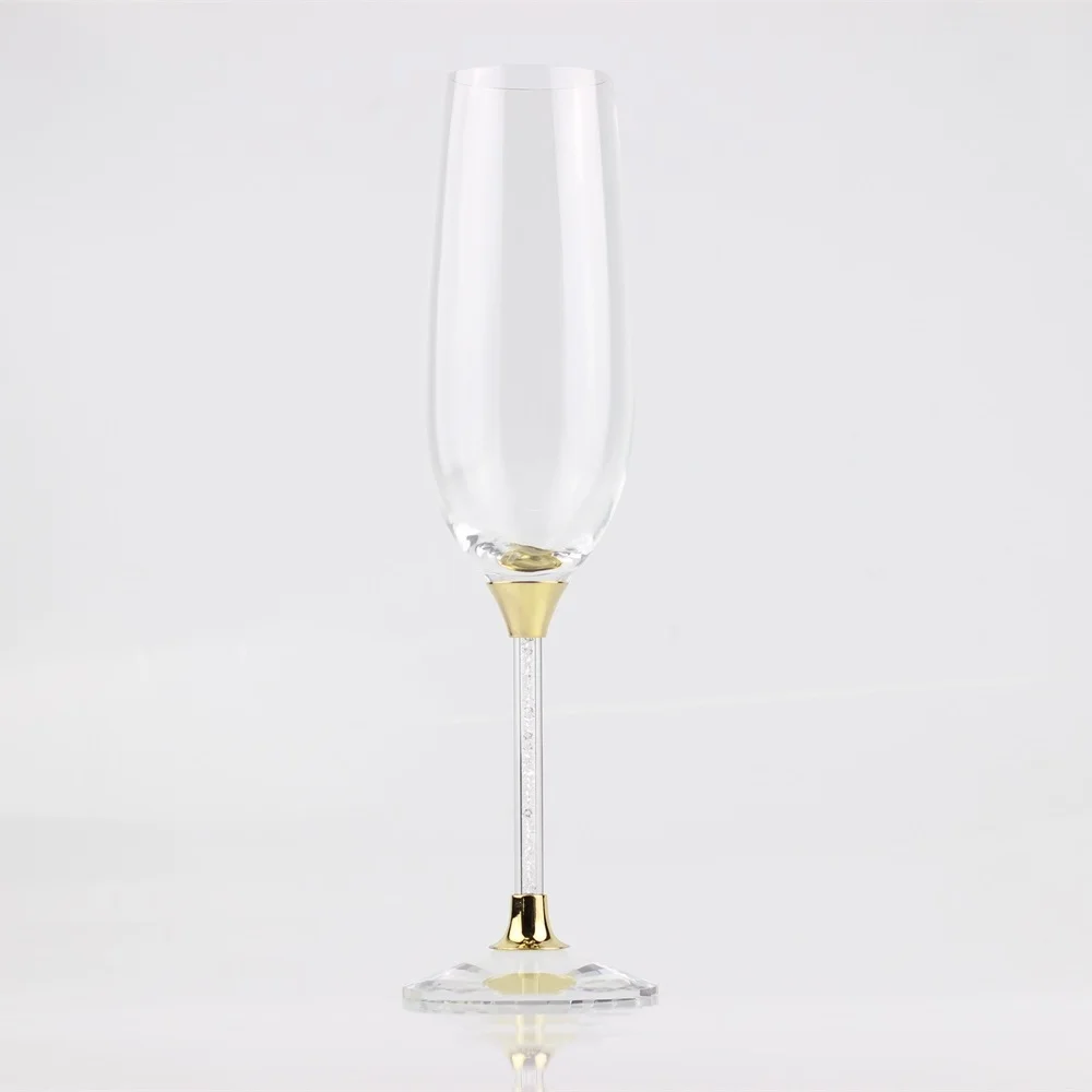 Персонализированные очки для свадьбы с золотыми кристаллами бокалы шампанского