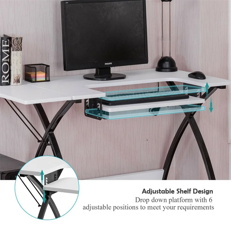 

Mordern Sewing Craft Study Table Laptop Computer Desk with Adjustable Platform Office Bed Room Furniture HW66009