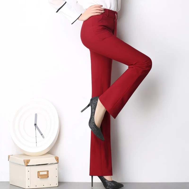 Простые Стильные однотонные повседневные расклешенные брюки с высокой талией