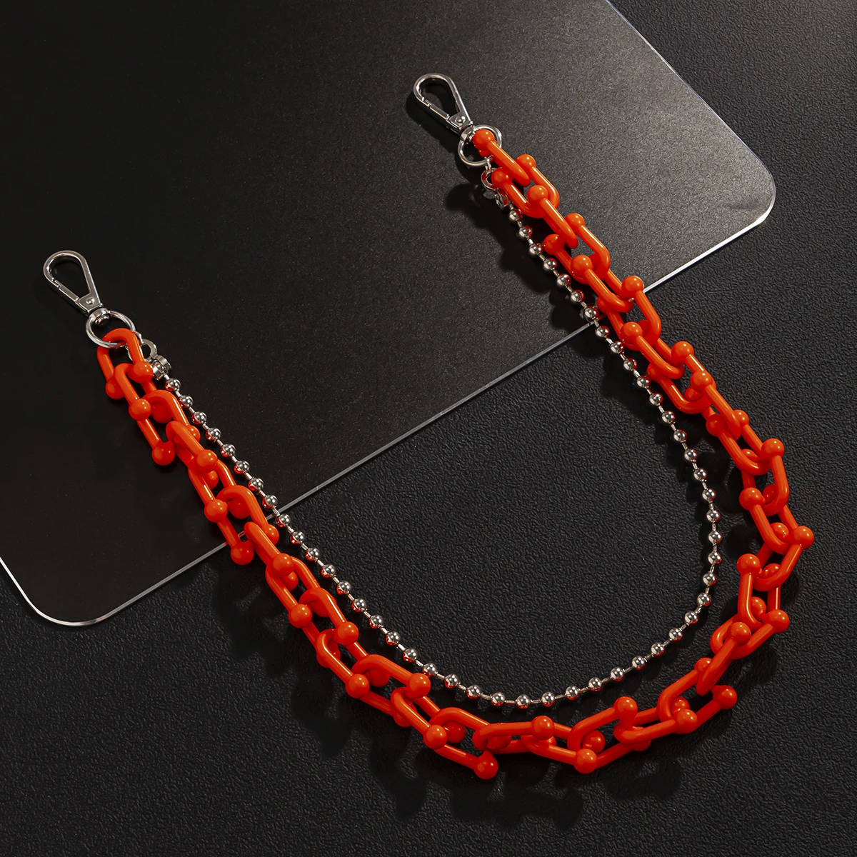 

SHIXIN 2 Layered Beads Acrylic Thick Keychain Men/Women Pants Waist Chain Fashion Trousers Key Chain Wallet Holder Jewelry Gifts