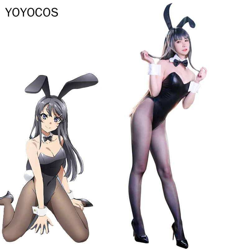 YOYOCOS Sakurajima Mai аниме косплей костюмы для девочек Кролик Косплей черный сексуальный