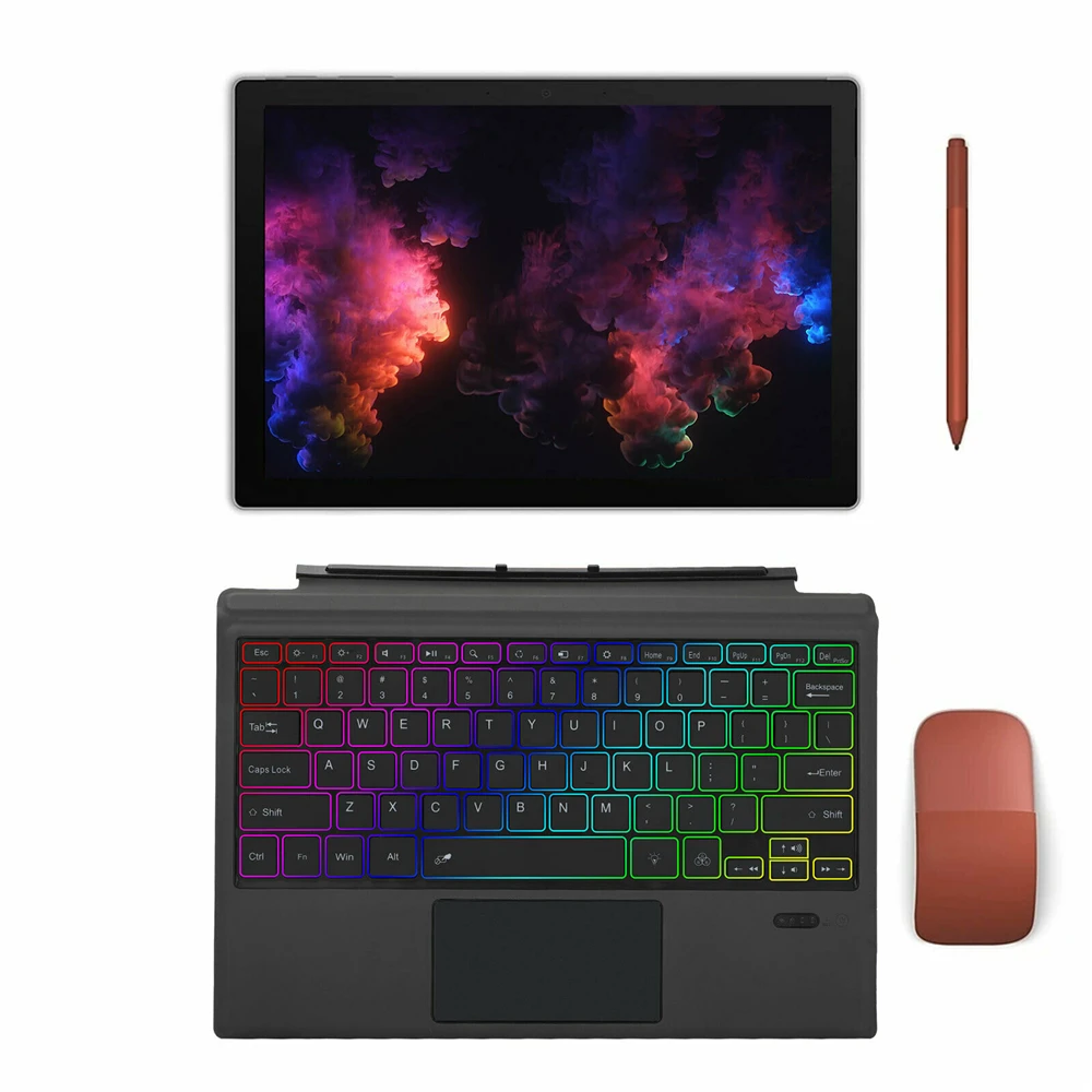 Беспроводная Магнитная клавиатура с RGB-подсветкой для Microsoft Surface Pro 3/4/5/6/7 surface go 1/2/3