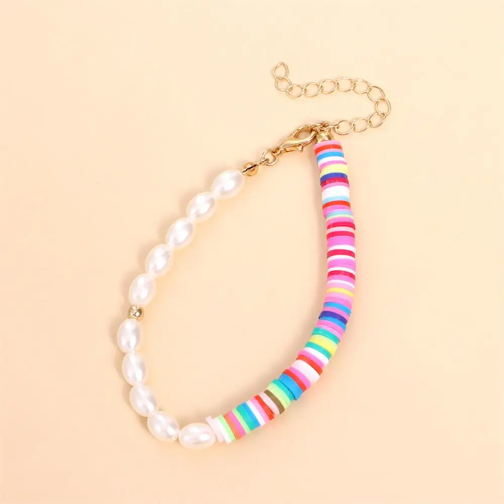 

Simple Half Pearl Half Side Multicolor Rice Bead Bracelet Retro Creative Women's Party Prom Fashion Jewelry Gift