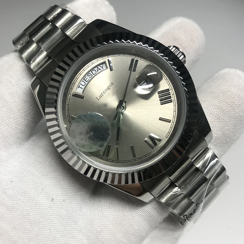 Роскошный брендовый новый мужской серебряный чехол автоматические механические