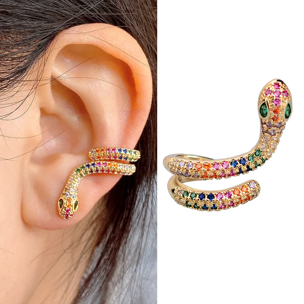 

Fashion Snake Earrings for Women Girls Exquisite Zircon Stud Earring Ear Cuff CZ Geometric Wrap Clip On Earring Punk Jewelry
