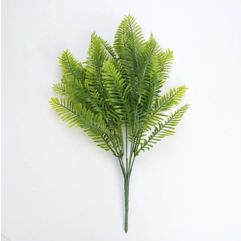 1PC 7 Fork Artificial Plants Eucalyptus Grass Plastic Ferns Green Leaves Fake Flower Plant Wedding Home Decoration Table Decors | Дом и сад