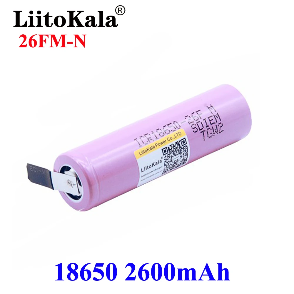 

LiitoKala 18650 Rechargeable Battery 3.7V 2600mah ICR18650-26FM High Drain 20A For Headlamp Torch Flashlight Power Bank