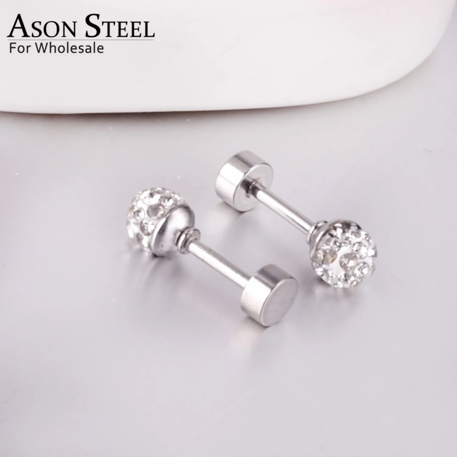 Женские серьги из нержавеющей стали с кристаллами золотистого/серебристого