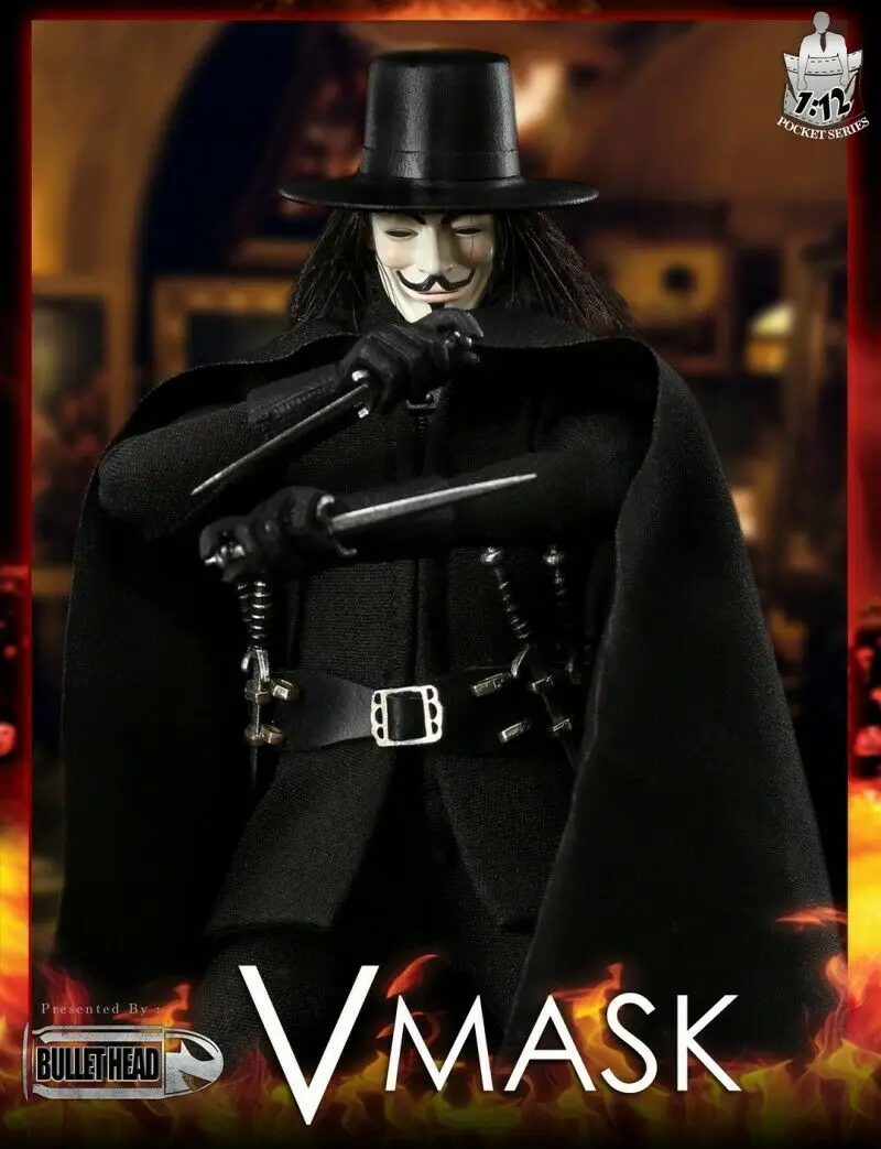 Коллекция 1/12, цилиндрическая голова BH004 1/12 VMASK V для вендетты, Мужская фигурка, набор, экшн-фигурка, модель, игрушка, подарок для фанатов