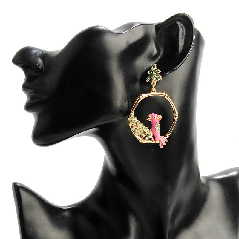 

Lovely Zircon Bird Dangle Earrings For Women Jewelry Statement Sweet Rhinestone Alloy Geometric Drop Earring Brincos Mujer