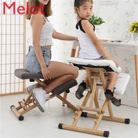 wooden posture stool ergonomic kneeling chair for kids adult homeoffice with thick foam cushions relieve back pressure