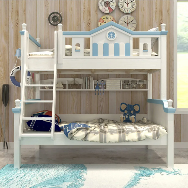 Детская двухъярусная кровать из цельной древесины с выдвижной кроватью - купить