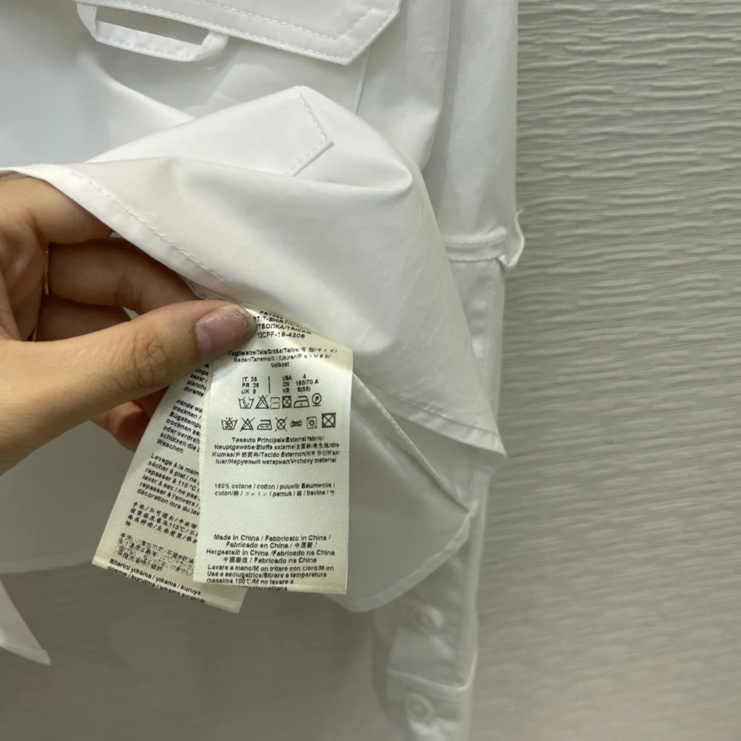 

Simple Cotton White Shirts for Women Summer New 2021 High-end Brand Single Breasted Muti Pocket Shirt Fashion Casual White Shirt