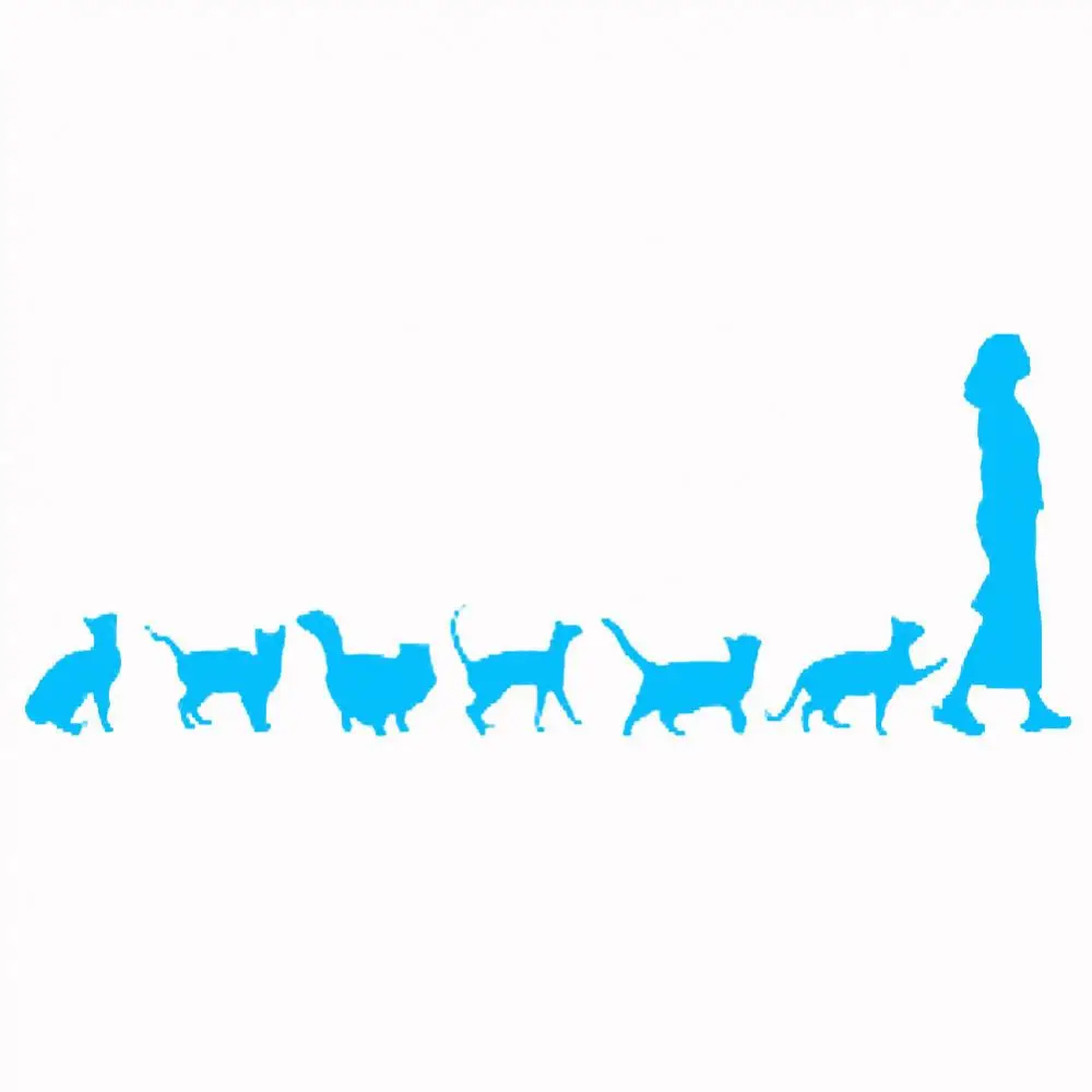 

80% Dropshipping!!Cute Cats Follow Lady Car-Styling Vehicle Body Window Reflective Decals Sticker